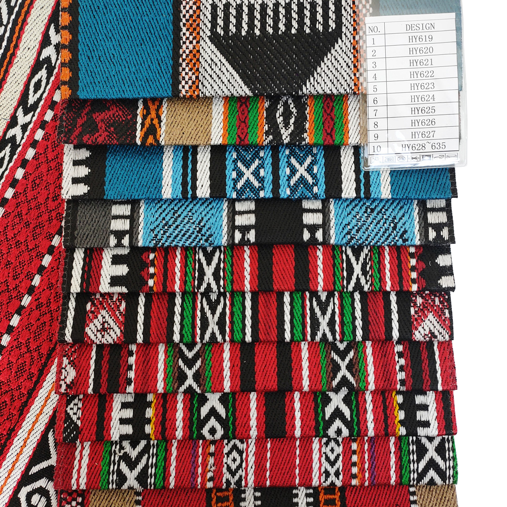 Şerit geometrik desen keten kanepe kumaş jacquard sadu kanepe kumaş 