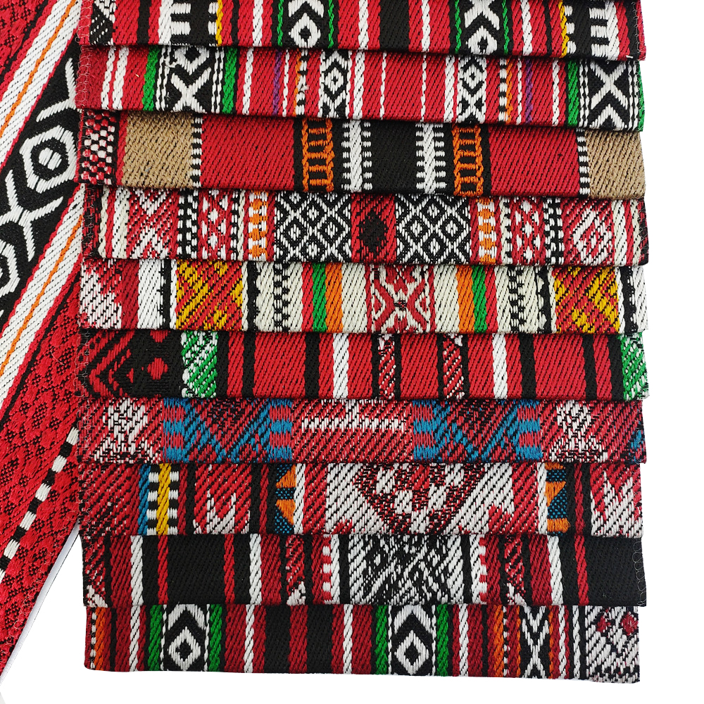 Şerit geometrik desen keten kanepe kumaş jacquard sadu kanepe kumaş 