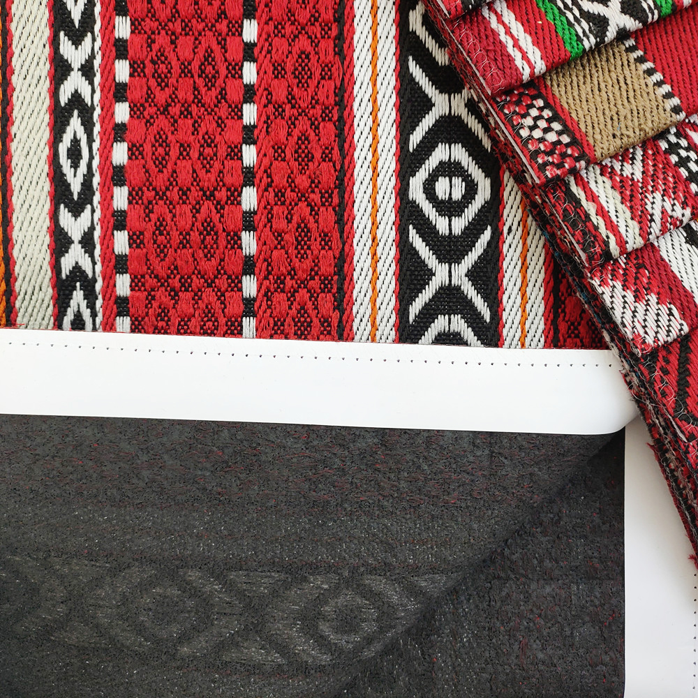 Şerit geometrik desen keten kanepe kumaş jacquard sadu kanepe kumaş 